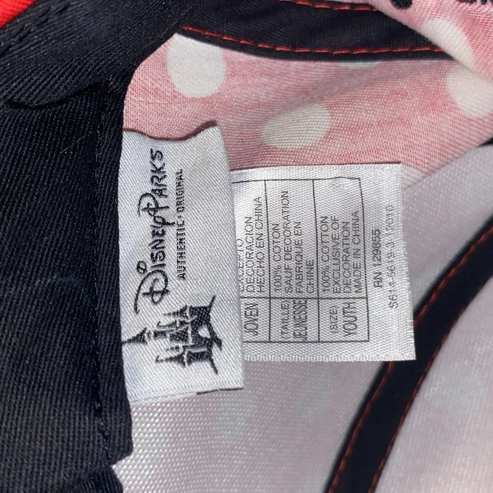 Minnie Mouse Ears Baseball Hat Girls Youth Red Polka Dot with Bow Disney Parks